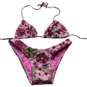 Recco Size Medium Brazilian Pink Floral Bikini Set. New With Tags.